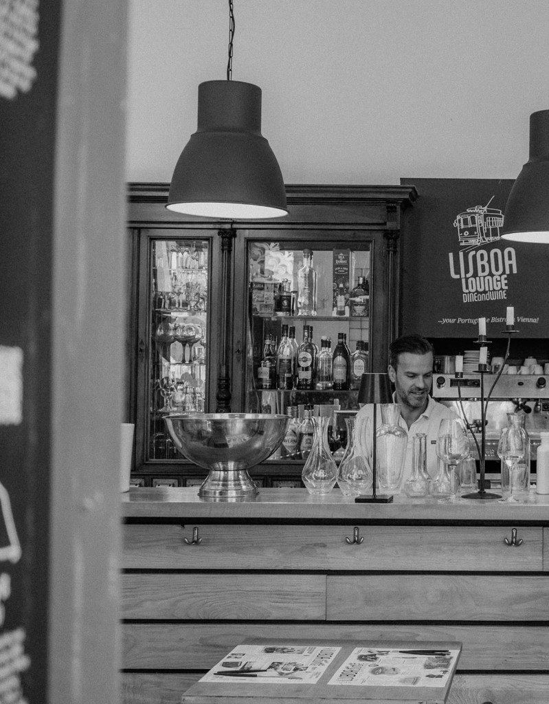 Behind the bar at Lisboa Lounge